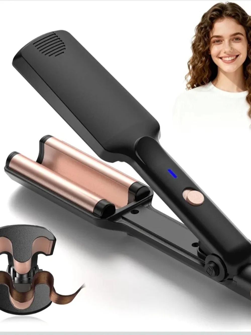 Black and Rose Gold Triple Barrel Hair Waver